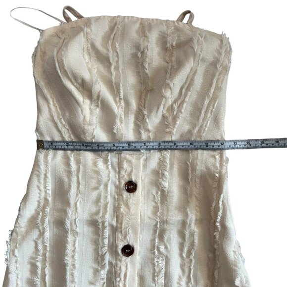 Moon River Button Front Belted Midi Dress Cream Size XS Cottagecore Boho Coastal - Picture 14 of 14